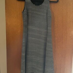Banana Republic Black and White Striped Midi Dress